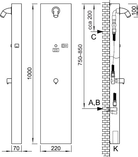Schema - BSZA 02 Wertmarkengesteuerte Automat für Dusche
