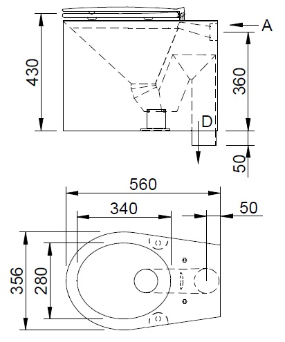 Schema - AUZ 02 Edelstahl-Toilette für die Installation auf dem Boden