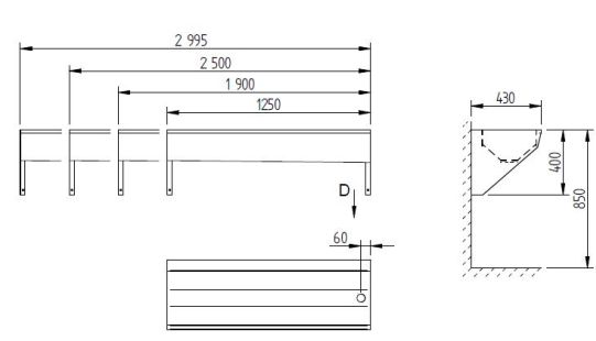 Schema - AUL 04 Edelstahl-Waschrinne