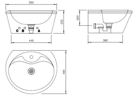 Schema - AUM 013 automatischer Edelstahl-Waschtisch