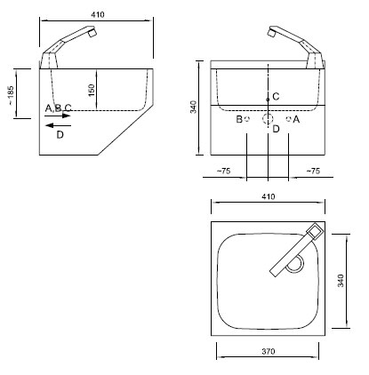 Schema - AUM 017 Aufhängbares Waschbecken, groß