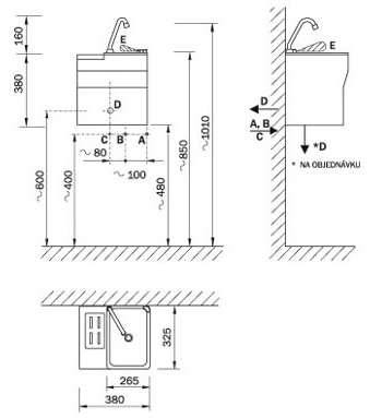 Schema - AUM 07S automatischer Edelstahl-Waschtisch mit Sanitationsbad für Messer