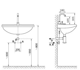 Schema - AUM 12 automatische Waschtischbatterie