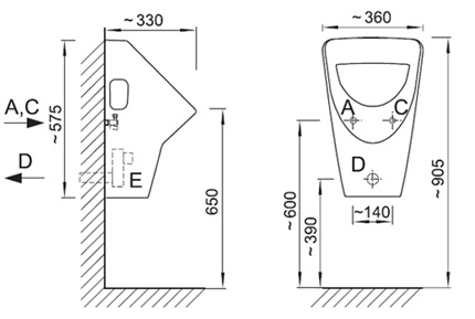 Schema - AUP 24 Keramik-Urinal LIVO mit automatischer Spülung