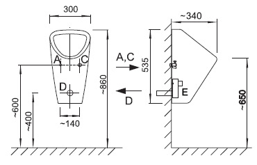 Schema - AUP 15 Urinal GOLEM mit eingebautem Thermosensor