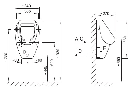 Schema - AUP 19 Urinal APOLLO mit eingebautem Thermosensor