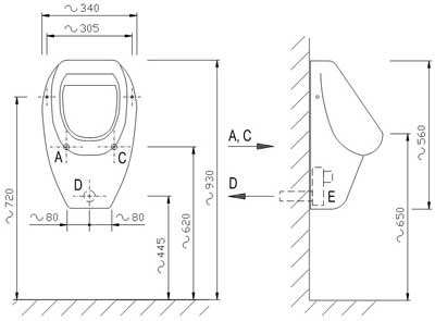 Schema - AUP 29 Keramik-Urinal Apollo mit automatischer Spülung