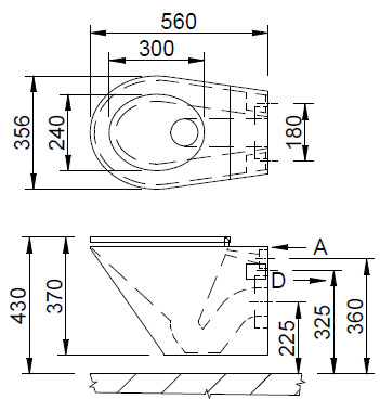 Schema - AUZ 01 Edelstahl-Toilette für Wandmontage