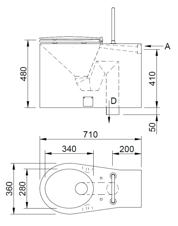 Schema - AUZ 02 INV Edelstahl-Toilette in matter Ausführung für Menschen mit Behinderung