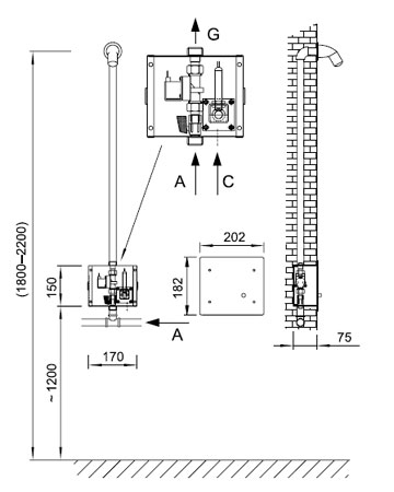 Schema - BSAS 01 Duschautomat in vandalensicherer Ausführung