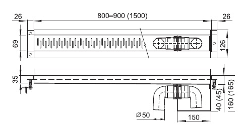 Schema - PZ 01 Fußbodenrinne zur Wand