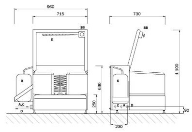 Schema - RMO 02 Automatischer Schuhwäscher mit rotierenden Bürsten