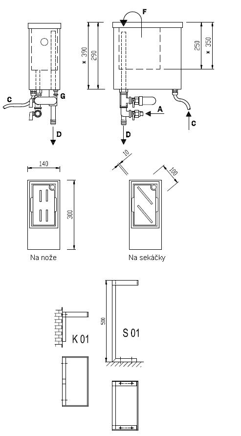 Schema - ST 01, STS 01 Sanitationsbad für Messer