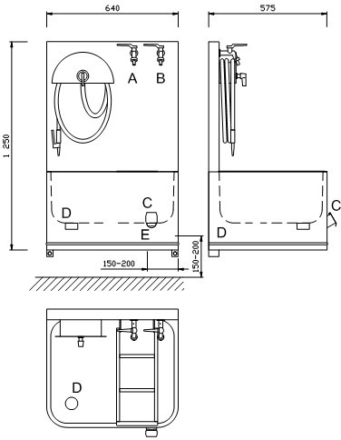 Schema - VLK 01 Edelstahl-Ausguss mit Konsole und Schlauch