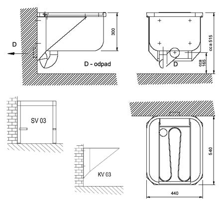 Schema - VL 03 Edelstahl-Ausguss mit abgerundeten inneren Ecken