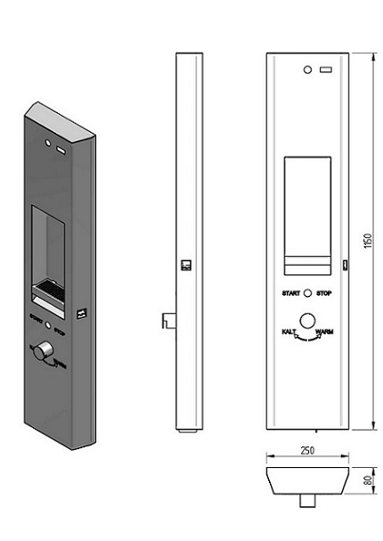 Schema - ZAS 3 Wertmarkenautomat für eine Dusche