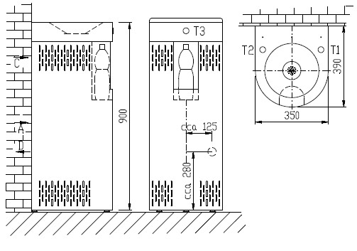 Schema - AFO 01.SCL Edelstahltrinkbrunnen mit Kühler und Wasserausgabe in Flaschen