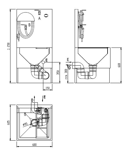 Schema - VLK 03 Edelstahl-Ausguss zum Entleeren von chemischen Toiletten