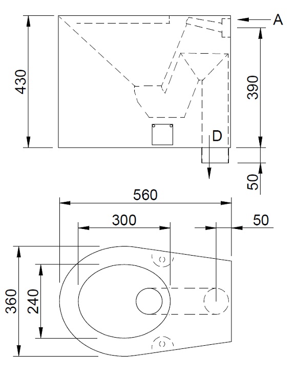 Schema - AUZ 04 Edelstahl-Toilette für die Installation auf dem Boden    