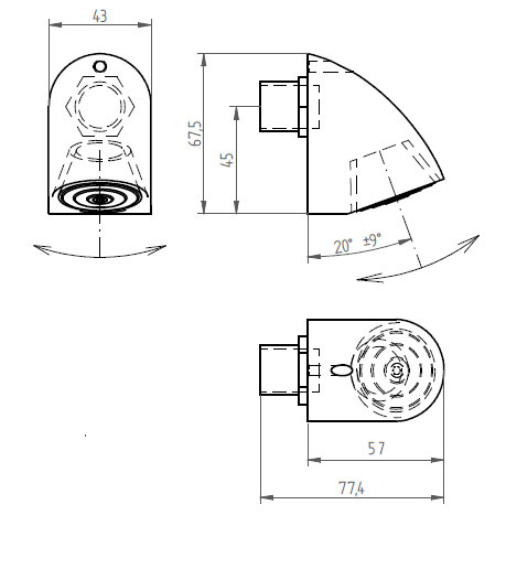 Schema - SP 5 Duschrohr - schwenkbar - Durchfluss 12 l/min (Antivandal)