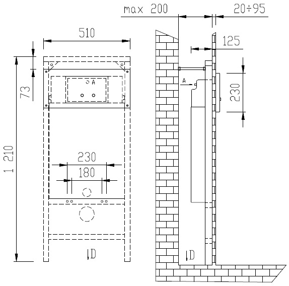 Schema - BSAZ 5 Vorsatzsystem für WCs, Edelstahl, vandalensicher