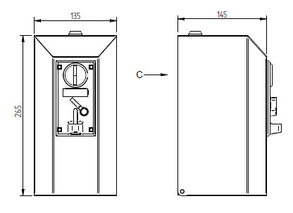 Schema - MAD 5 Münzenautomat für Türöffnung - Wandbefestigung